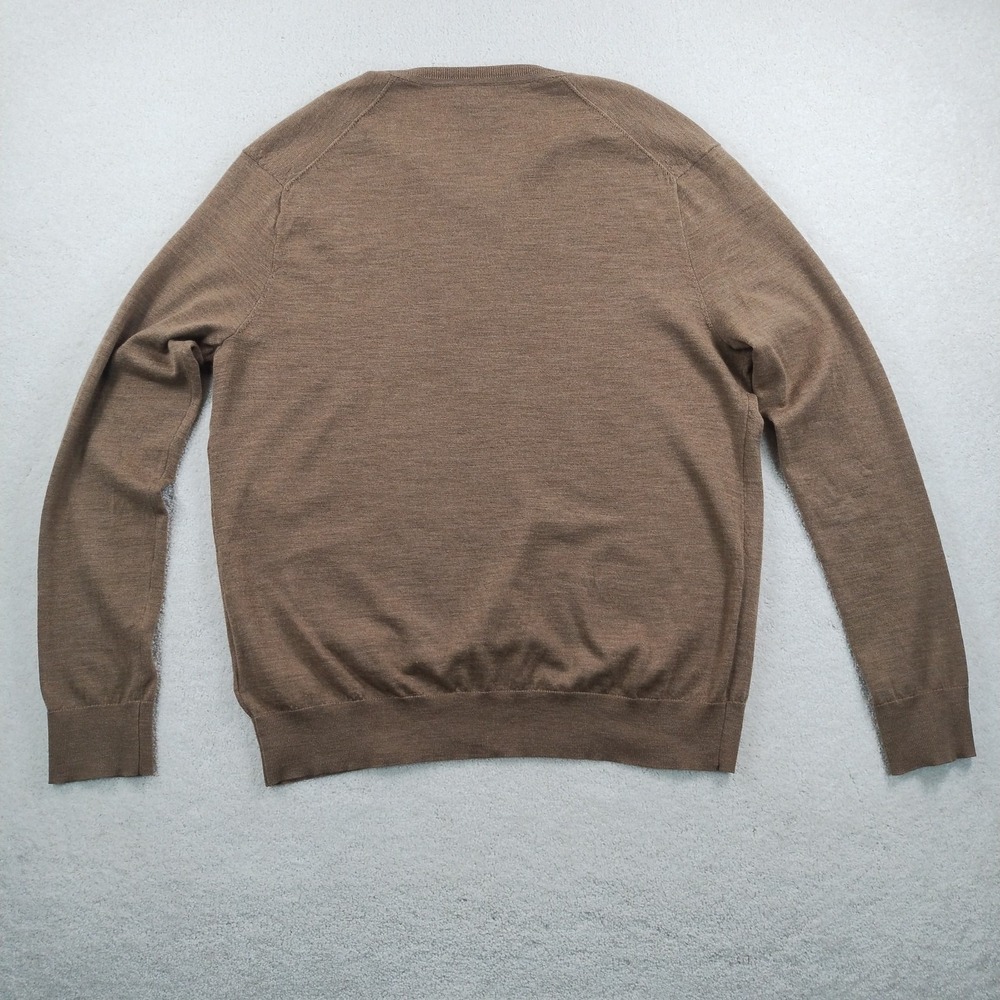 POLO Ralph Lauren Sweater Men's Med Brown Washable Merino Wool V-Neck Liteweight - Picture 5 of 13